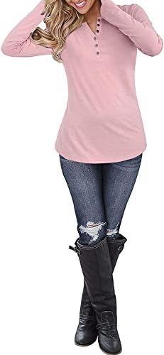 Image of Women's Regular Fit Pure Cotton Top - Elegant V-Neck with Mandarin Collar, Button-Front Design, Full Sleeves, Soft & Breathable Fabric for Stylish Casual Wear