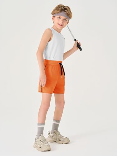 Haloumoning Short atlético infantil de malha para meninos secagem rápida fenda lateral basquete acad