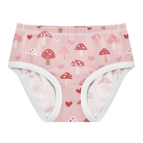 Wusikd Mushroom Pink Girls' Underwear Cotton Hearts Girls Briefs Soft Toddler Underwear 2T