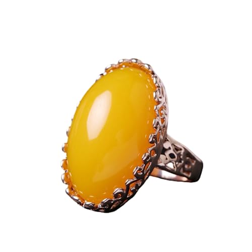 Bague Feng Shui en ambre cognac, le cadeau idéal pour femme
