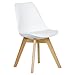 Produktbild WOLTU Esszimmerstuhl mit Massivholz Beine, Skandinavische Küchenstühle, Wohnzimmerstuhl, Retro Design, Sitzfläche aus Kunstleder, Polsterstuhl Lehnstuhl, Weiß BH29ws-1