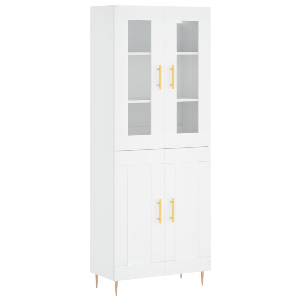 vidaXL Witrynka, biała, 69,5x34x180 cm, materiał drewnopochodny, kredens, komoda z szufladami, szafka do przedpokoju, szafka, komody do salonu