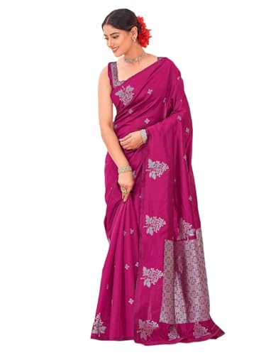 Image of SIRIL Women's Banarasi Soft Silk Saree Pure Silk with Unstitched Blouse Piece