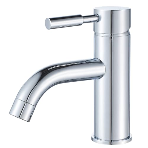 F-DEEN Rubinetto da Bagno, Miscelatore Monocomando Lavabo, Rubinetto per Lavabo in Ottone, Cromo