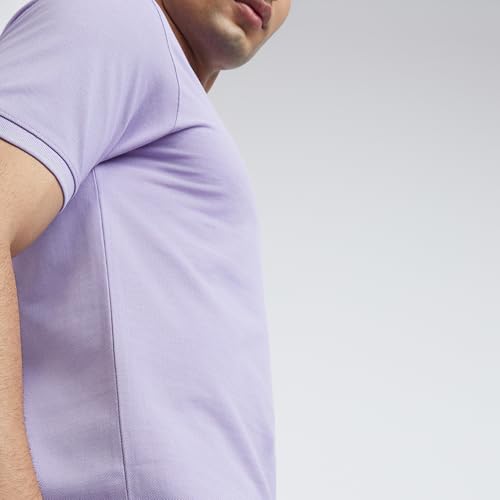 Image of Raymond Men's Modern Fit Solid Pattern Pure Cotton Polo Neck Half Sleeve Casual T-Shirt