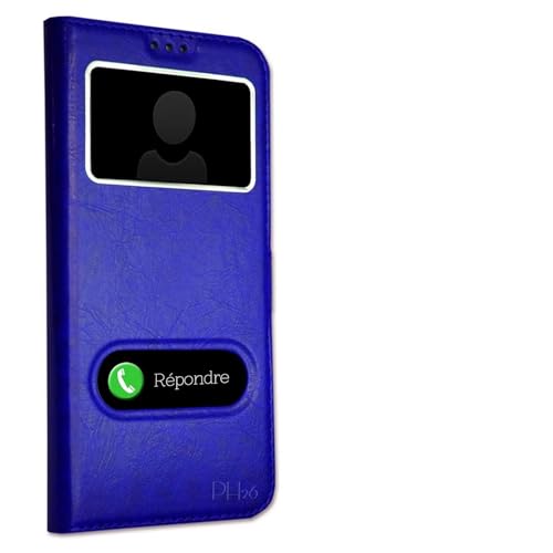 PH26 Coque pour Wiko Sunset 2 Extra Slim X2 Fenêtres en éco Cuir de qualité avec Fermeture Magnétique et Surpiqûres Apparentes Coque Housse étui pour...