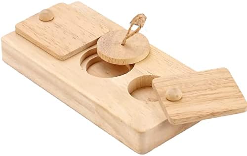 TeTupGa Wooden Educational Foraging Toy for Small Pet,Interactive Hide Treats Puzzle Snuffle Game,Spiritual Enrichment Toy for Hamster,Guinea Pig,Rabbit,Chinchilla (Turn Cover)