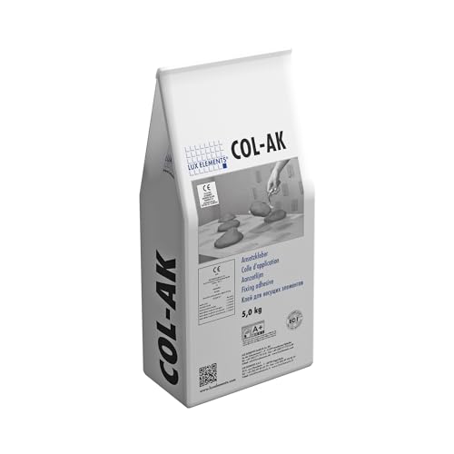 LUX ELEMENTS Ansetzkleber COL-AK 5kg I Fertig vorgemischter Trockenmörtel für Ansetzen, Nivellieren & Verkleben von Bauplatten & Duschböden I Wasserfest