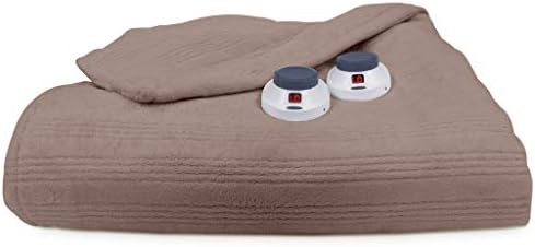 Soft Heat by Perfect Fit | Ultra Soft Plush Electric Heated Warming Blanket with Safe & Warm, King, Beige