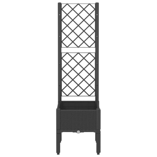 Pot de fleurs avec tuteur design surélevé aspect rotin chic