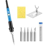 Fer à Souder 60W Kit de Soudure Precision Numérique Souder 220℃~480℃ Température Réglable Souder Électrique avec Interrupteur ON/OFF,5 Pointes de Rechange pour Réparation Soudage Brasage Quotidiens