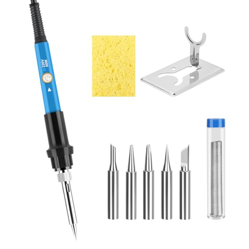 Fer à Souder 60W Kit de Soudure Precision Numérique Souder 220℃~480℃ Température Réglable Souder Électrique avec Interrupteur ON/OFF,5 Pointes de...