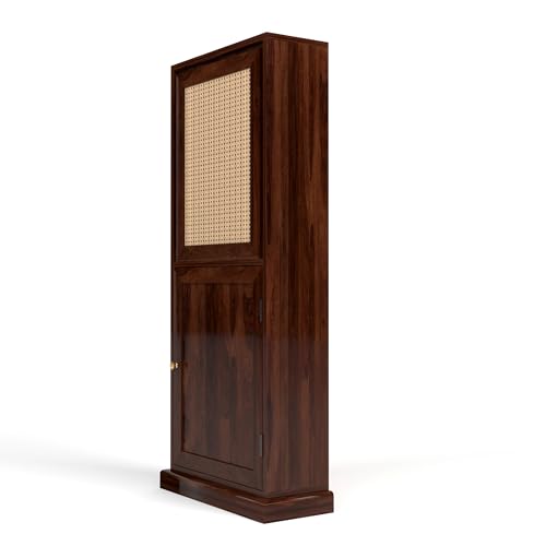 Image of Solid Sheesham Wood Foldable Study Table with Bookshelf & Storage Cabinet | Rosewood Study Desk for Home & Office (B-Walnut Finish)