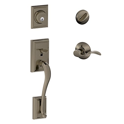 Image of SCHLAGE Addison Single Cylinder Handleset and Left Hand Accent Lever, Antique Pewter (F60 ADD 620 Acc LH)