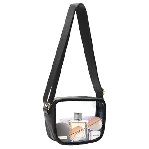 JHhomezeit Clear Crossbody Bag Stadium Approved，Crossbody Transparent Bag with Adjustable Strap for Concert Sports Festivals (Black) Cover