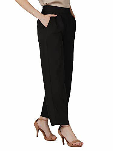 Image of fabcoast High Waist Wide Leg Loose Relaxed fit Women Pants - Flare Style, Half Waistband, Soft and Breathable Fabric - Ideal for Casual and Formal Wear.
