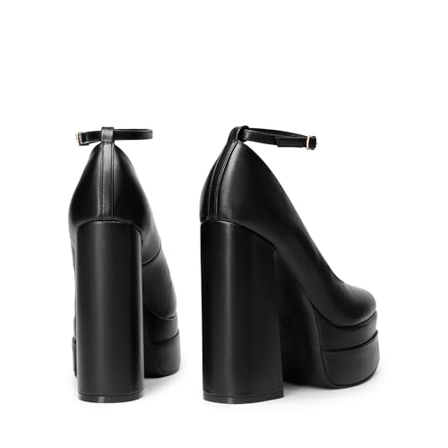 Dream Pairs Women'S Platform High Heels Closed Toe Chunky Block Pumps Square Toe Ankle Strap Dress Fashion Party Y2K Shoes,Size 7.5,Black-Pu,Sdpu2471W thumb #2
