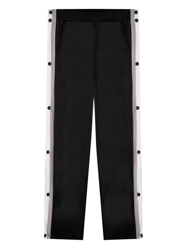YEAHDOR Kids Boys Tear Away Basketball Pants Joggers Sweatpants Side Split Button Hip Hop Dance Trousers4