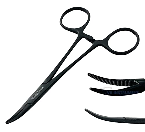 VR Instrument Supply Mosquito Hemostat Forceps Curved 5" Stainless Steel Surgical Instrument Tools All Black