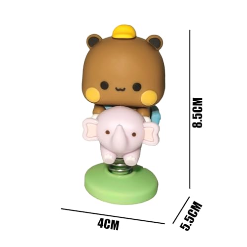 6types Bubu & Dudu Tableau de Bord de Voiture Illustration décorative – Belle Statue de Panda Emoji, Blanc et brun Ours Ornements Pour Voiture, Maison, Bureau et sac à dos cadeaux (2pcs animals)