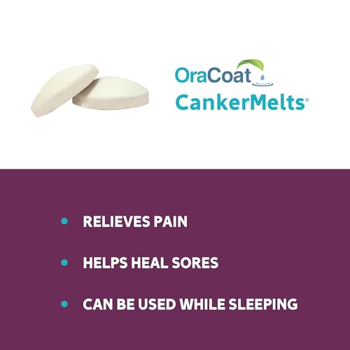 Image of Oracoat CankerMelts Stick-On Melts Canker Sore Treatment for Mouth Sores with 15mg Benzocaine, Hyaluronic Acid & Vitamin E