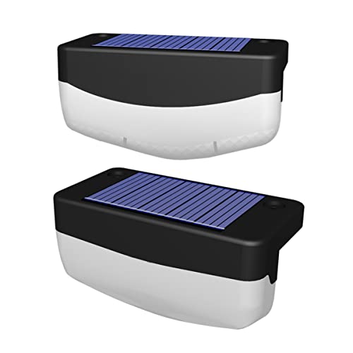 DECOMELODY 2Pcs Solar Step Lights Outdoor LED Stair Lamps for Decks Easy Installation Solar Powered Design for Garden and Patio Lighting