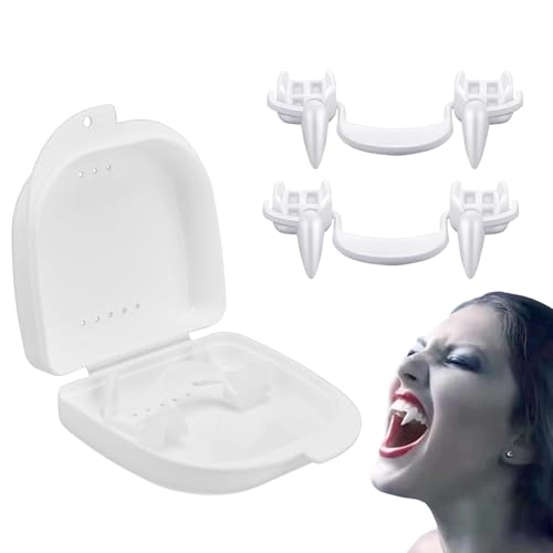 Einziehbare Vampirzähne, 2 Stück Einziehbare Reißzähne, Horror-Anzieh-Set Falsche Zähne für Halloween Party Cosplay Realistische Erwachsene Zähne Requisiten Zubehör