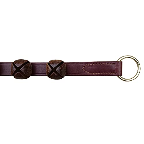 Hanging Sleigh Bells For Door–Shopkeepers Bell Over The Door-Vintage Finish Rustic Door Hanging Bell On Brown Leather Strap-Multi-Purpose Jingle Bell Door Christmas Sleigh Bells & Dog Training Bells #TOP1