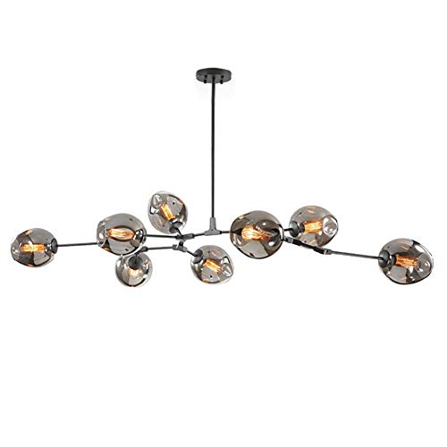 LRUII E27 Sputnik Chandelier Modern Chandelier Mid Century During Lighting Adjustable Ceiling Light Fixture for y Bar Kitchen Dining Room-Electroplating Smoke Grey lampshade 8 Head