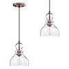 Modern 1 Light 2 Pack Industrial Farmhouse Adjustable Installation Hand Blown seeded Glass Washed Copper Ceiling Light Bedroom Kitchen Island Sink Restaurant bar Corridor