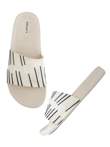 Image of Men & Boys Lines Patterned Sliders | Soft EVA Flip Flops & Slippers