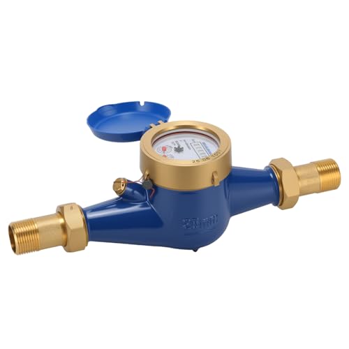 MEASUREMAN 1" Durable Multi-Jet Cubic Water Meter Lead-Free Brass Non-Pulsed Output for Home Water Systems