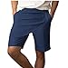 Men's Cotton Linen Shorts with Side Pockets & Button Pleated Placket 2026 Y2k Fashion Layered Wrap Front Summer Shorts Dark Blue