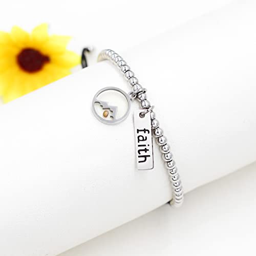 Image of Uloveido Copper Brass Beads Ball Bracelet Adjustable Braided Rope Bracelet with Mustard Seed Charm