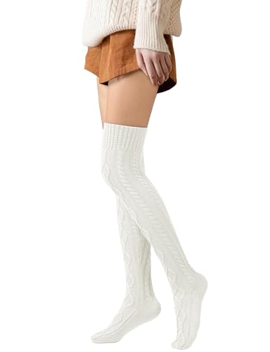 Buauty Women's Thigh High Socks Cable Knitted Knee High Socks Over The Knee Leg Warmers Extra Long Winter Stockings Fashion2