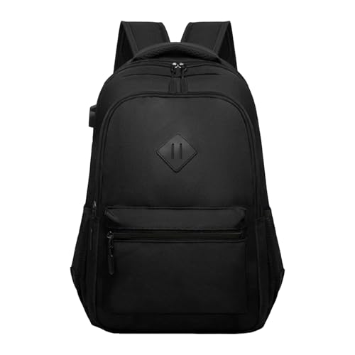 Mochila negra 2025 para escuela, universidad y viajes: mochila con 8 compartimentos, Negro, 30 x 18 x 45 cm