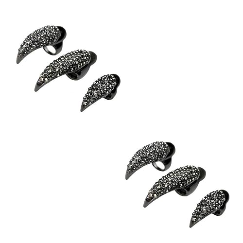MUSISALY 20個 個 3 パンクの 輪 男性用黒リング 爪の爪 人工の付け爪 黒い爪 男性用の の爪 ネイルクローリング 爪リング ヴァンパイアネイル パンクスタイルの 先 クールな 人工の爪
