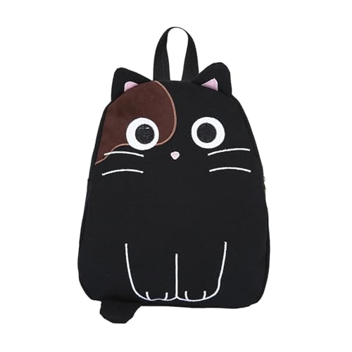 Sac à dos en toile chat noir avec grand sac fourre-tout et cabas shopping