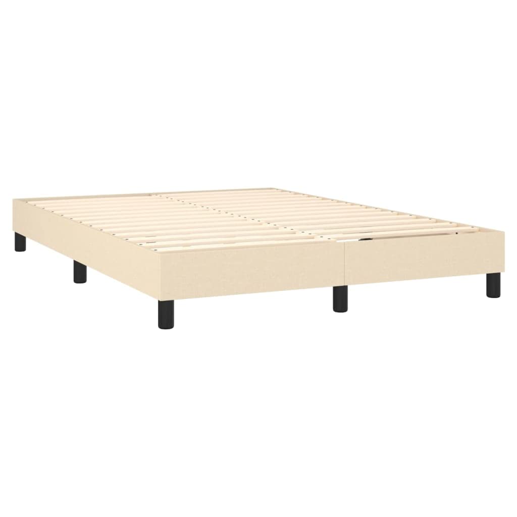 Cama con somier de tela, 140 x 190 cm, con colchón de muelles ensacados, cabecero regulable en altura y protector de colchón respetuoso con la piel, soporte de dureza media para un descanso