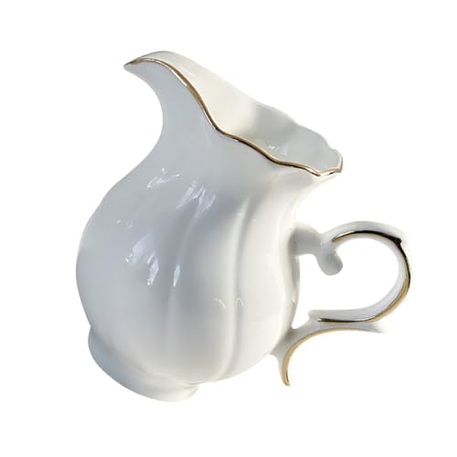 KICHOUSE European Style Ceramic Milk Cup Sauce Container Pull Cup Small Creamer Pitcher Milk Jar Cream Pitcher Clear Container Porcelain Creamer Pitcher Milk Dispenser White Ceramics
