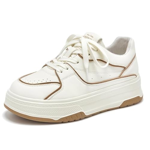 BEAU TODAY Women's Fashion Sneakers, Chunky Platform Sneakers for Women, Casual Lace Up Non-Slip Walking Shoes, Comfortable Running Shoes for Women