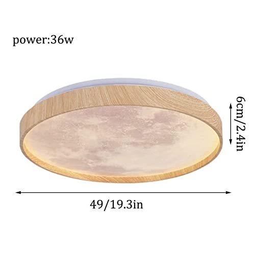 Plafonnier LED rond 49cm effet bois et motif lune à intensité variable - 7