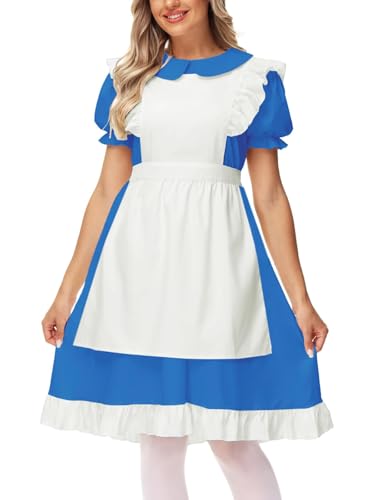 Märchen Kostüm Damen Faschingskostüm Blau Kleid Prinzessin Kostüm M