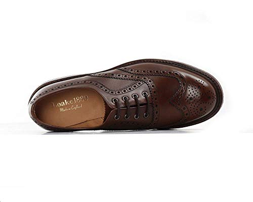 Loake Edward Dark Brown Burnished Calf Leather Mens Oxford Shoes 8 #TOP4