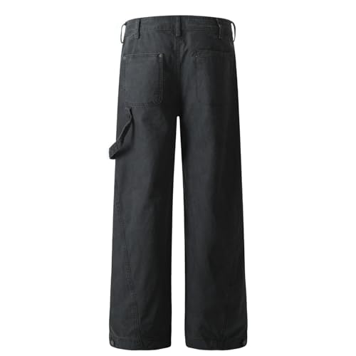 Jeans Pants Trousers Denim Retro Washed Street Trendy Multi Pocket Commuting Casual Straight Leg for Men4