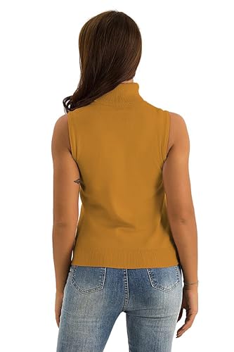 Image of Spicy Sandia Women Stretchable Turtleneck Knit Sleeveless Slim Fit Sweater