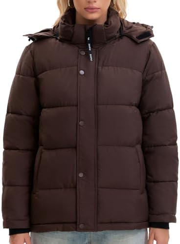 Women Mid Lenth Puffer Jacket, Warm Thicken Hooded Winter Coats, ...