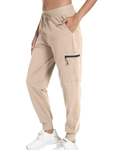 Calça feminina de corrida com bolsos, leve, resistente à água, para caminhadas, treino, viagem, acam