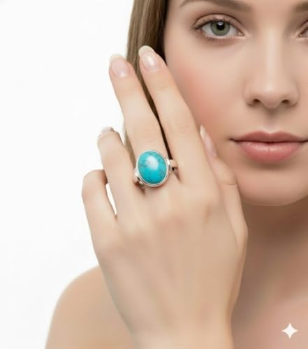 Image of 55Carat Choose Your Color Natural Gemstone Sterling Silver Statement Rings Oval Shape Handmade Sizes 5-12