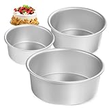TOYANDONA 3 piezas Molde para Pastel Redondo de Aluminio con Base Fija para Bizcochos Tarta de Queso y Repostería Versátil para Hornear Diversos Postres y Ocasiones Familiares